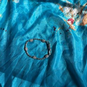 Brighton Silver-Tone Twisted Rope Bracelet with Accent Beads